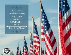 No School Memorial Day Reminder